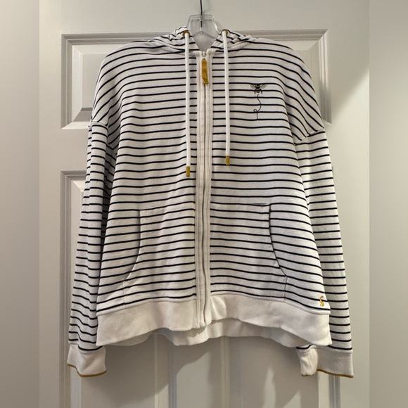 Joules Cream Navy Bee Oakham Zip Through Sweatshirt Size 8 US - Picture 1 of 6